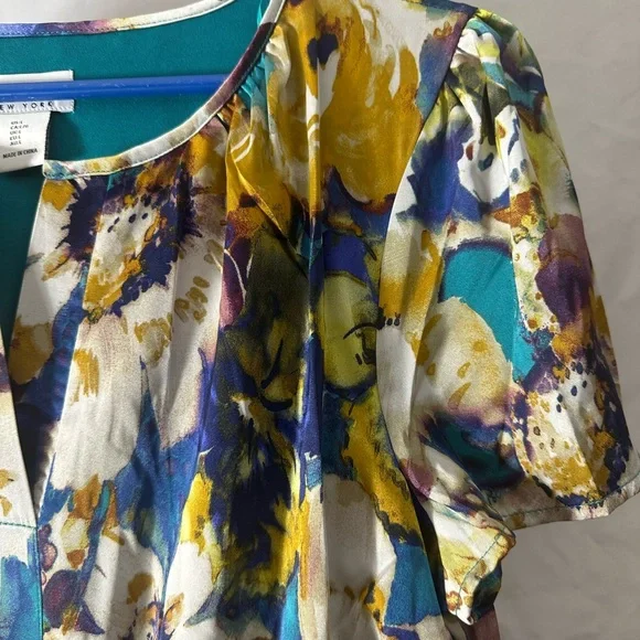 Nicole Miller Floral Maxi Dress in Blue, Teal & Gold - Picture 8 of 12